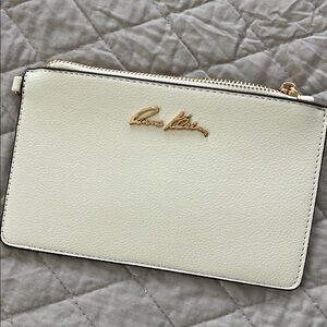 Anne Klein Cream Clutch with Gold Accents
